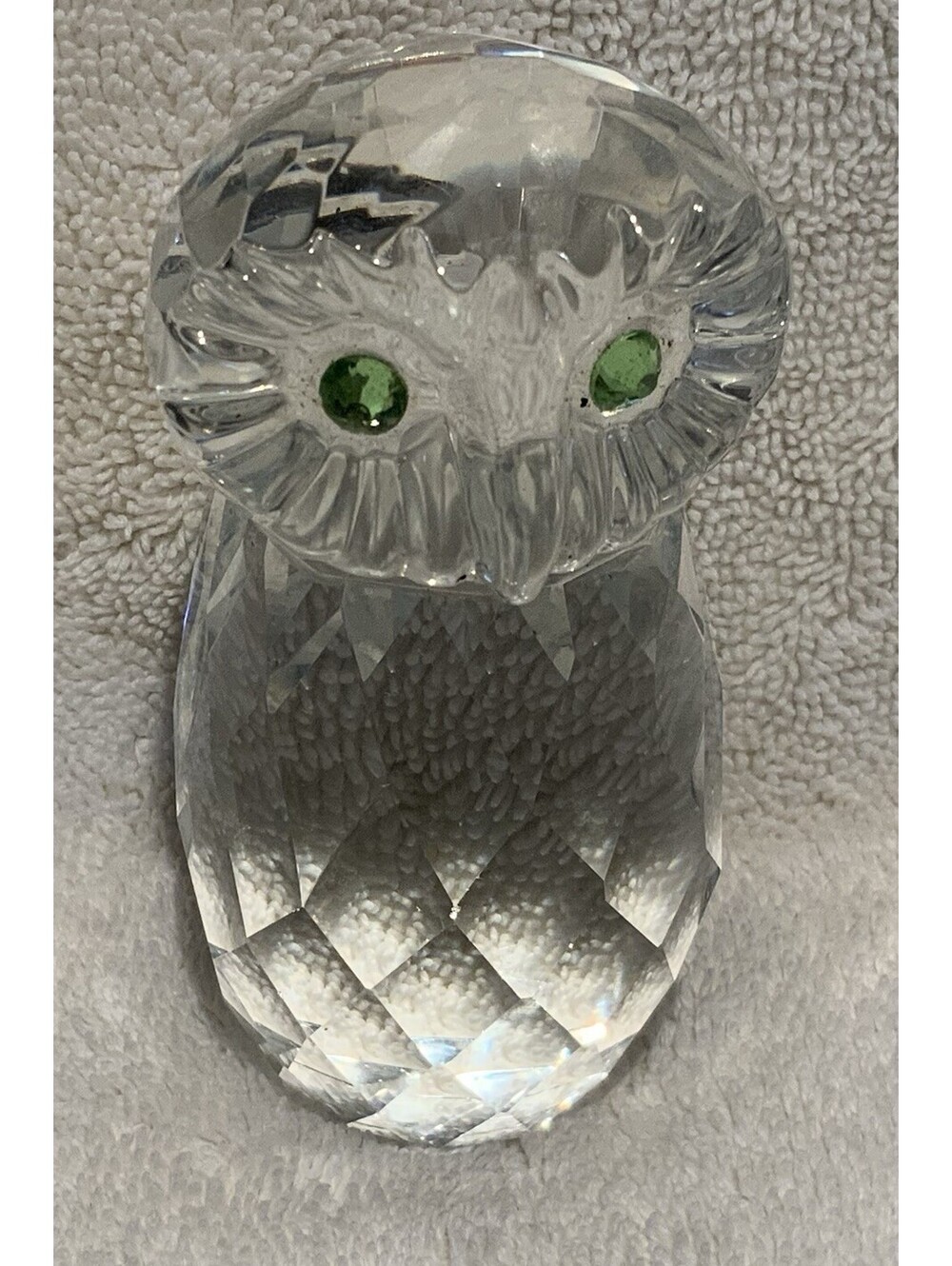 Oleg Cassini Crystal Owl 3.5โH Paperweight Figurine